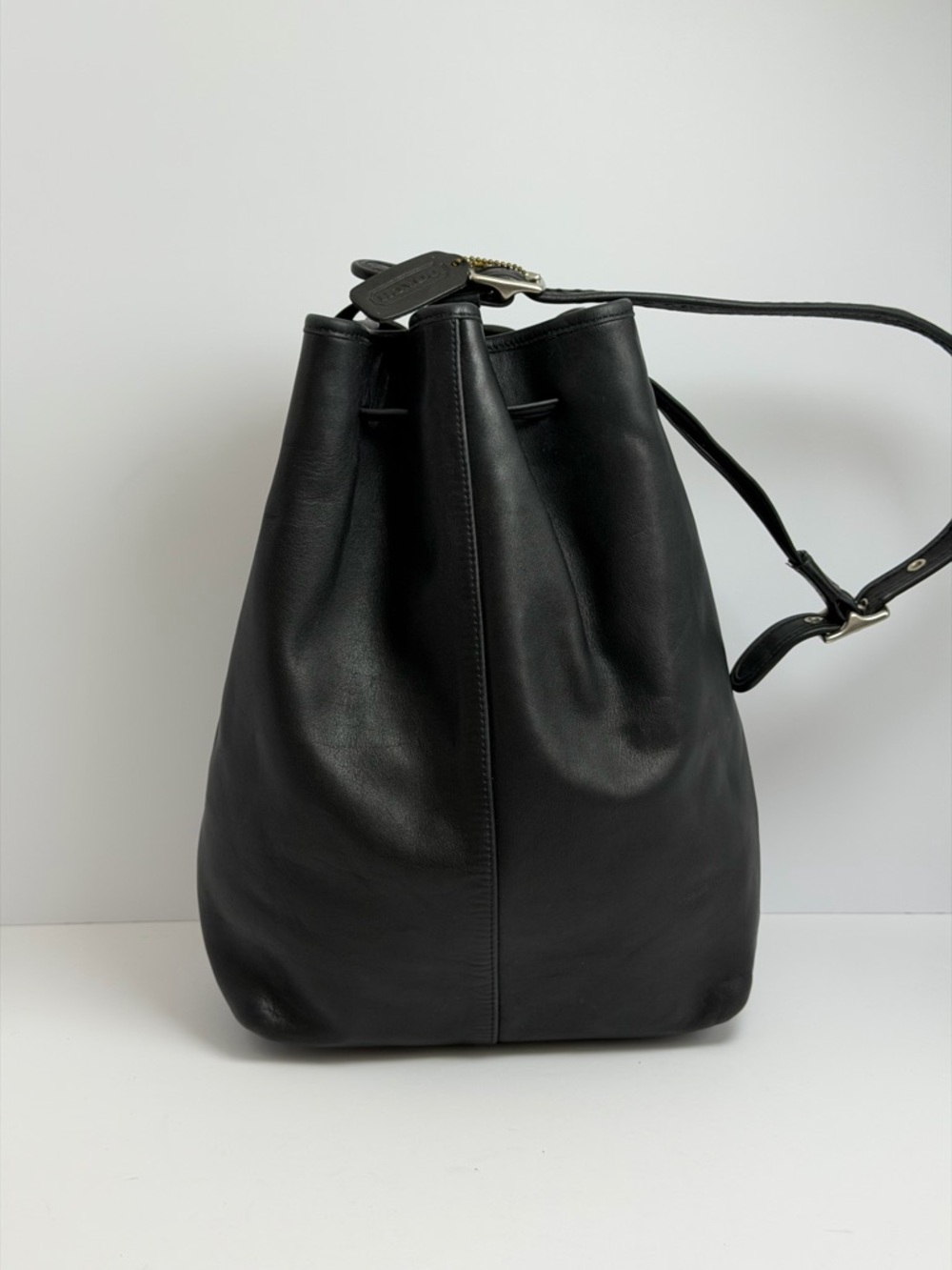 Coach Vintage Legacy Black Leather Drawstring Bucket Bag Rare